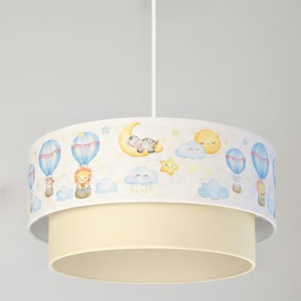 Brilagi - Lámpara colgante infantil LED con cable BOBO 1xE27/60W/230V diámetro 40 cm blanco/beige/motivos de animales