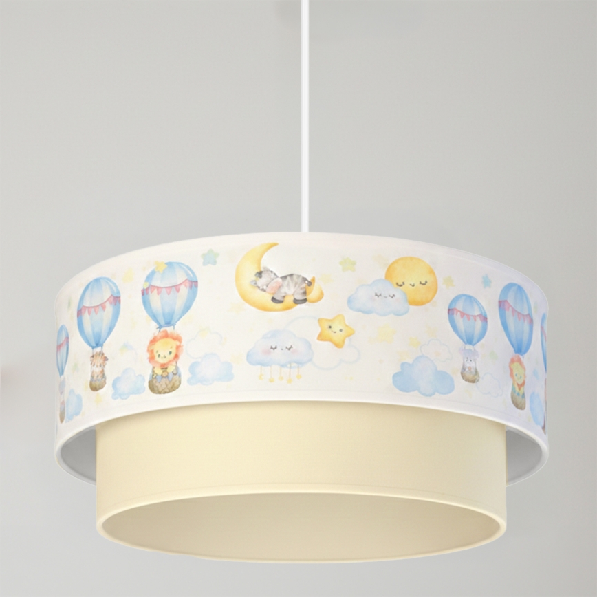 Brilagi - Lámpara colgante infantil LED con cable BOBO 1xE27/60W/230V diámetro 40 cm blanco/beige/motivos de animales