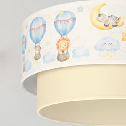 Brilagi - Lámpara colgante infantil LED con cable BOBO 1xE27/60W/230V diámetro 40 cm blanco/beige/motivos de animales