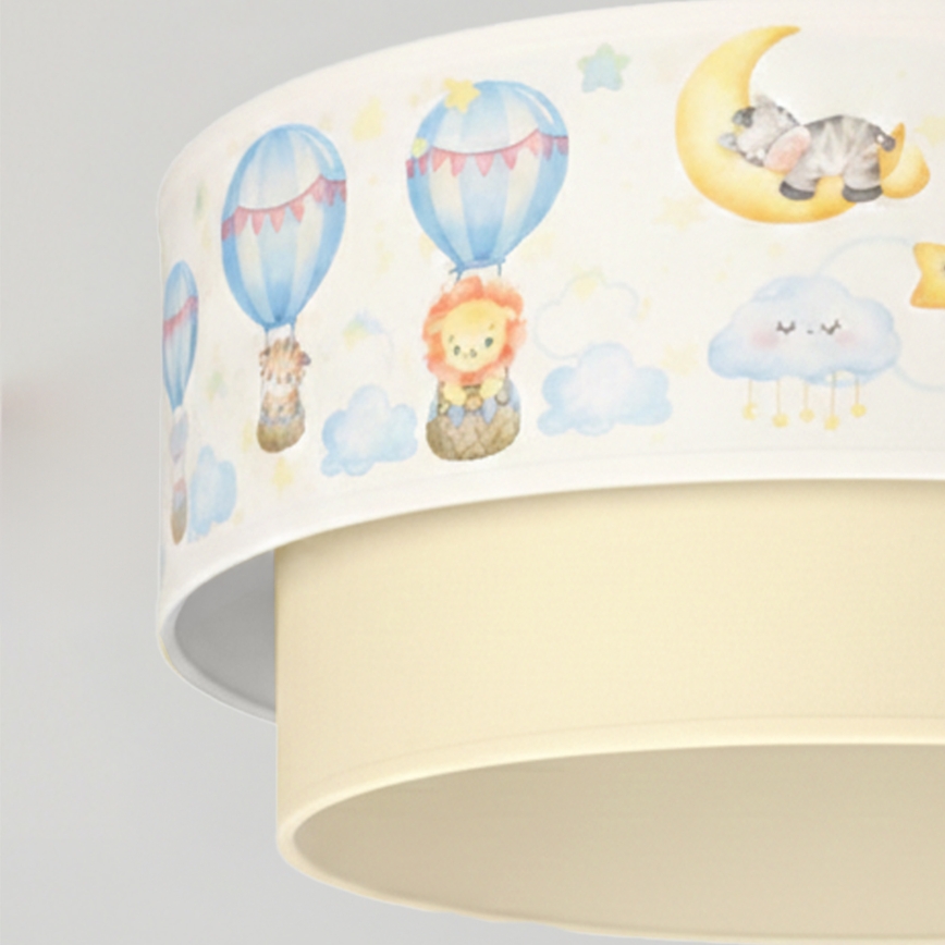 Brilagi - Lámpara colgante infantil LED con cable BOBO 1xE27/60W/230V diámetro 40 cm blanco/beige/motivos de animales