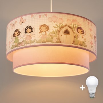 Brilagi - Lámpara colgante infantil LED BOBO con cable 1xE27/60W/230V Ø 40 cm rosa/hadas