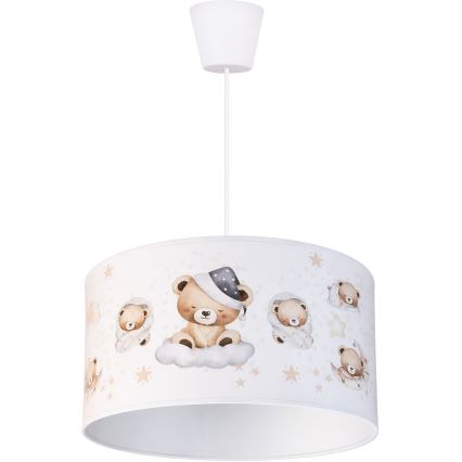 Brilagi - Lámpara colgante infantil LED con cable BOBO 1xE27/60W/230V, Ø 35 cm, blanco/ositos