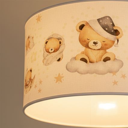 Brilagi - Lámpara colgante infantil LED con cable BOBO 1xE27/60W/230V, Ø 35 cm, blanco/ositos
