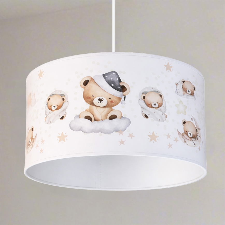 Brilagi - Lámpara colgante infantil LED con cable BOBO 1xE27/60W/230V, Ø 35 cm, blanco/ositos