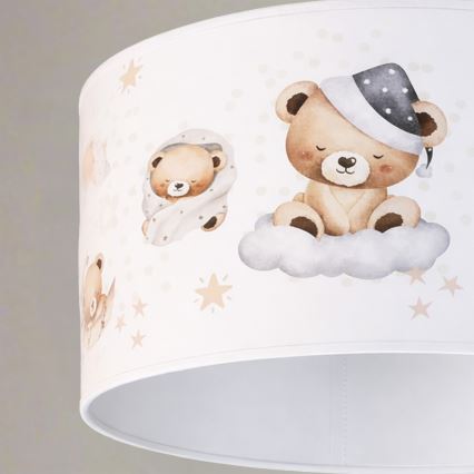 Brilagi - Lámpara colgante infantil LED con cable BOBO 1xE27/60W/230V, Ø 35 cm, blanco/ositos