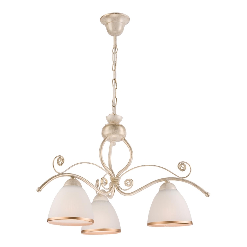 Brilagi - Lámpara colgante LED ANTICO con cadena, 3x portalámparas E27 (máx. 60W), 230V, 3000K, pátina blanca