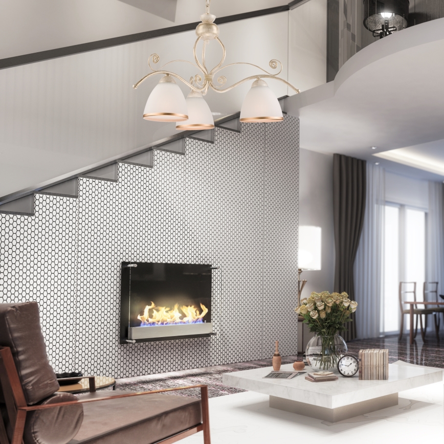 Brilagi - Lámpara colgante LED ANTICO con cadena, 3x portalámparas E27 (máx. 60W), 230V, 3000K, pátina blanca