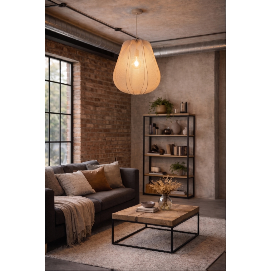 Brilagi - Lámpara colgante LED ARVEN con cable 1xE27/8W/230V Ø 37 cm beige