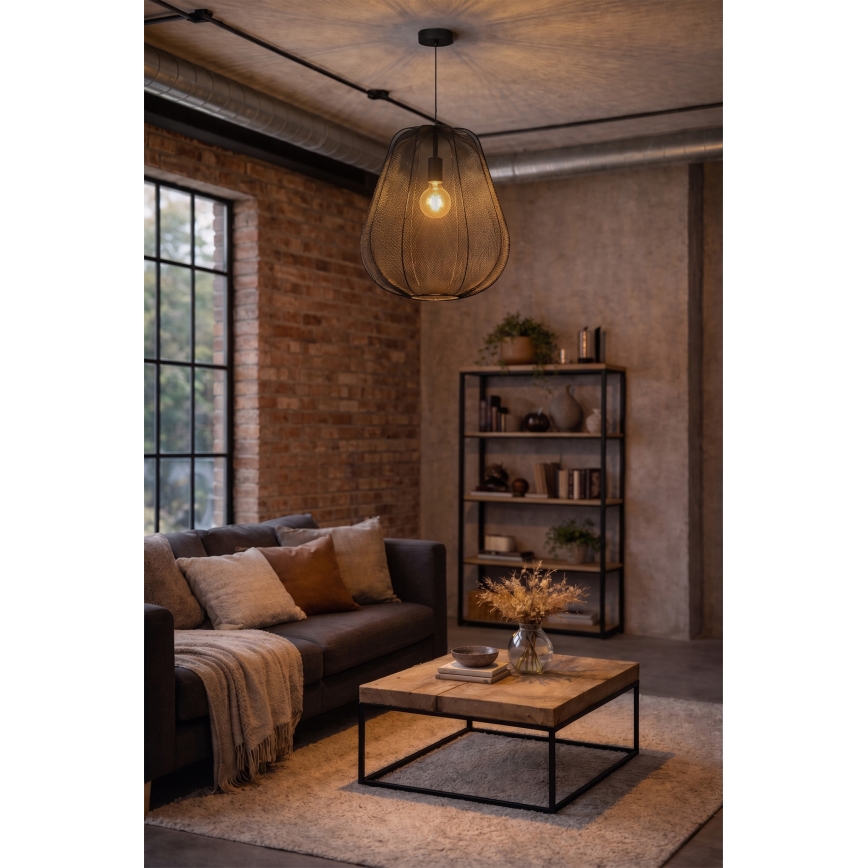 Brilagi - Lámpara colgante LED ARVEN con cable 1xE27/8W/230V Ø 37 cm negra