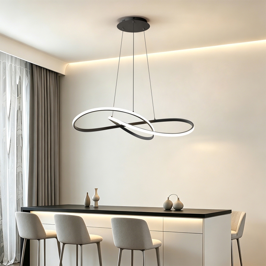 Brilagi - Lámpara colgante LED regulable con cable INFINITY LED/80W/230V 3000-6000K 80x80 cm negra + mando a distancia