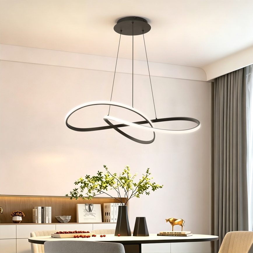 Brilagi - Lámpara colgante LED regulable con cable INFINITY LED/80W/230V 3000-6000K 80x80 cm negra + mando a distancia