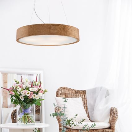 Brilagi - Lámpara colgante LED CARVALHO 3xE27/15W/230V en roble, diámetro 47,5 cm