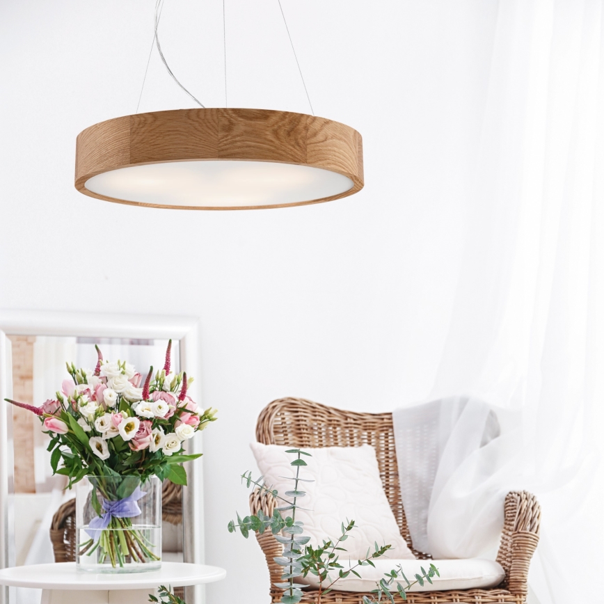 Brilagi - Lámpara colgante LED CARVALHO 3xE27/15W/230V en roble, diámetro 47,5 cm