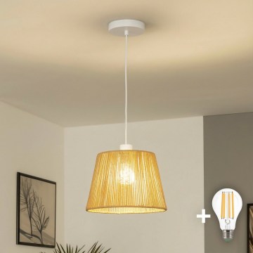 Brilagi - Lámpara colgante LED CERIA BOHO 1xE27/40W/230V Ø 28 cm marrón