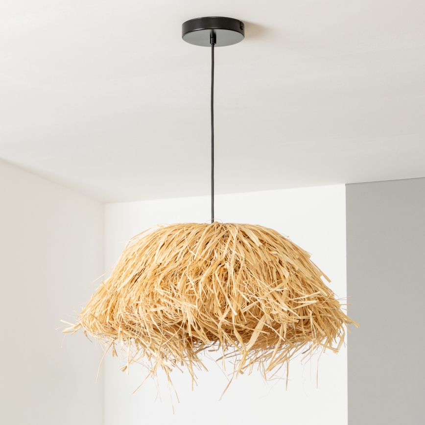Brilagi - Lámpara colgante LED CERIA BOHO 1xE27/40W/230V Ø 40 cm rafia