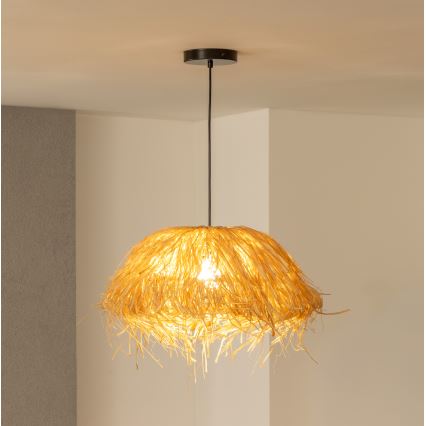 Brilagi - Lámpara colgante LED CERIA BOHO 1xE27/40W/230V Ø 40 cm rafia