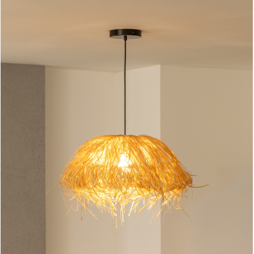 Brilagi - Lámpara colgante LED CERIA BOHO 1xE27/40W/230V Ø 40 cm rafia