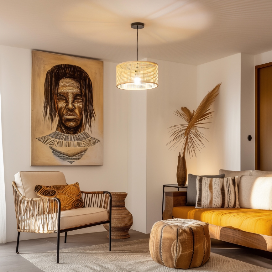 Brilagi - Lámpara colgante LED CERIA BOHO con cable 1xE27/40W/230V, diámetro 25 cm, bambú