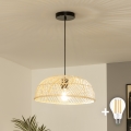 Brilagi - Lámpara colgante LED CERIA BOHO con cable 1xE27/40W/230V, diámetro 40 cm, ratán