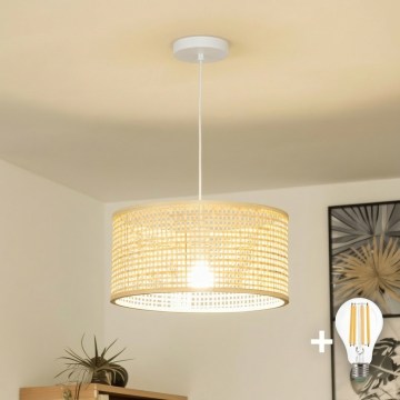 Brilagi - Lámpara colgante LED CERIA BOHO con cable, 1xE27/40W/230V, Ø 40 cm, bambú