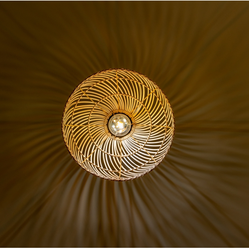 Brilagi - Lámpara colgante LED CERIA BOHO con cable 1xE27/40W/230V Ø 60 cm ratán