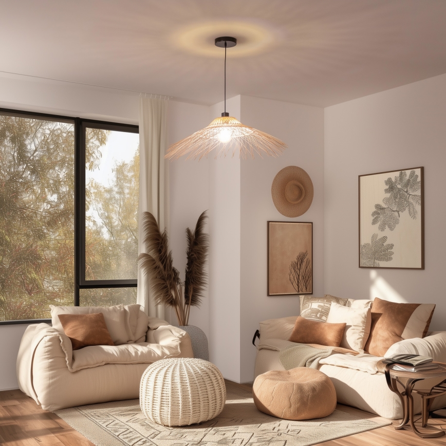 Brilagi - Lámpara colgante LED CERIA BOHO con cable 1xE27/40W/230V Ø 70 cm bambú