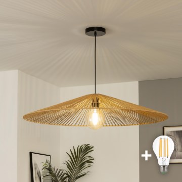 Brilagi - Lámpara colgante LED CERIA BOHO con cable 1xE27/40W/230V Ø 90 cm marrón
