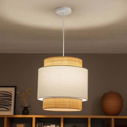 BRILAGI - Lámpara colgante LED CERIA con cable 1xE27/40W/230V Ø 40 cm beige/blanco