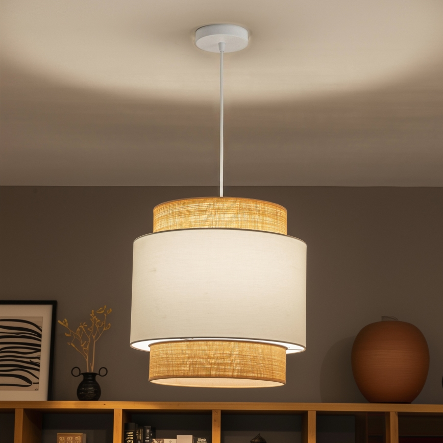 BRILAGI - Lámpara colgante LED CERIA con cable 1xE27/40W/230V Ø 40 cm beige/blanco