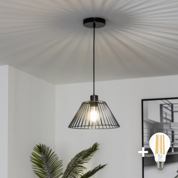 Brilagi - Lámpara colgante LED CERIA WIRE con cable 1x E27/40W/230V Ø 30 cm negra