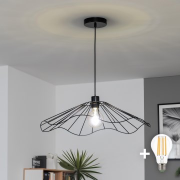 Brilagi - Lámpara colgante LED CERIA WIRE con cable 1xE27/40W/230V Ø 60 cm negra