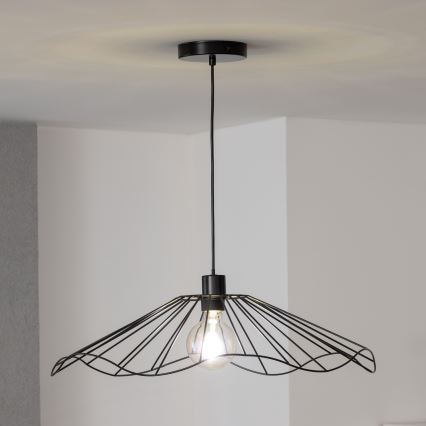 Brilagi - Lámpara colgante LED CERIA WIRE con cable 1xE27/40W/230V Ø 60 cm negra