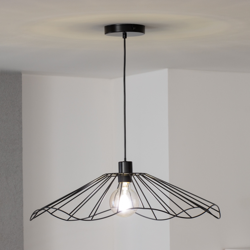 Brilagi - Lámpara colgante LED CERIA WIRE con cable 1xE27/40W/230V Ø 60 cm negra