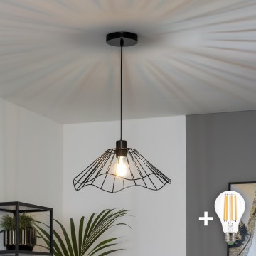 Brilagi - Lámpara colgante LED CERIA WIRE suspendida en cable 1xE27/40W/230V diámetro 40 cm negra