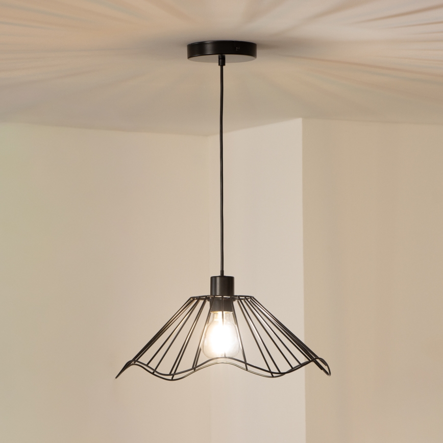 Brilagi - Lámpara colgante LED CERIA WIRE suspendida en cable 1xE27/40W/230V diámetro 40 cm negra