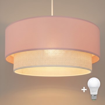 Brilagi - Lámpara colgante LED con cable BOHO BOBO 1xE27/60W/230V Ø 40 cm rosa/crema