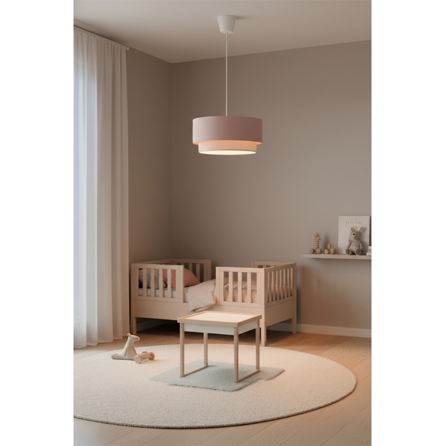 Brilagi - Lámpara colgante LED con cable BOHO BOBO 1xE27/60W/230V Ø 40 cm rosa/crema