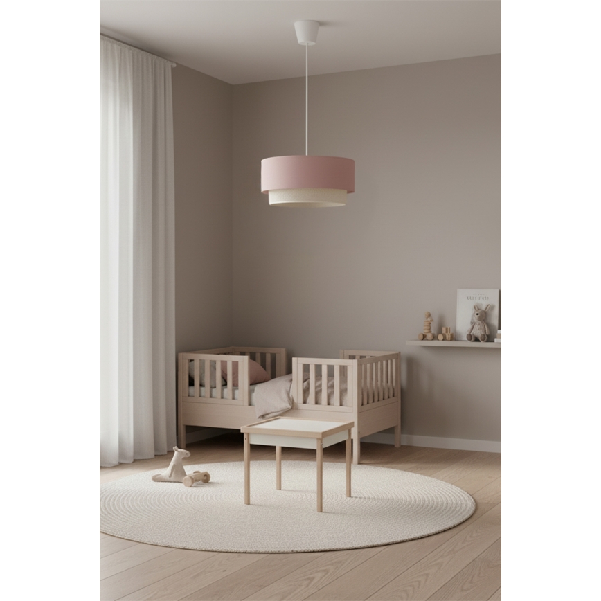 Brilagi - Lámpara colgante LED con cable BOHO BOBO 1xE27/60W/230V Ø 40 cm rosa/crema