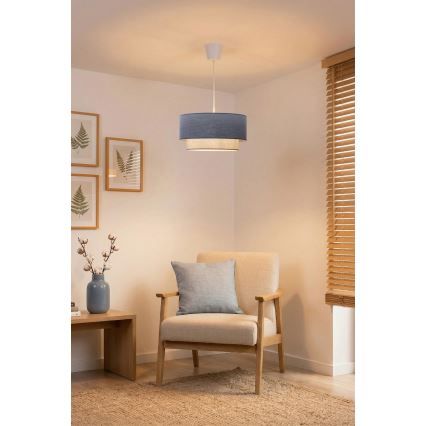 Brilagi - Lámpara colgante LED con cable BOHO ECO 1xE27/10W/230V Ø 40 cm azul/crema