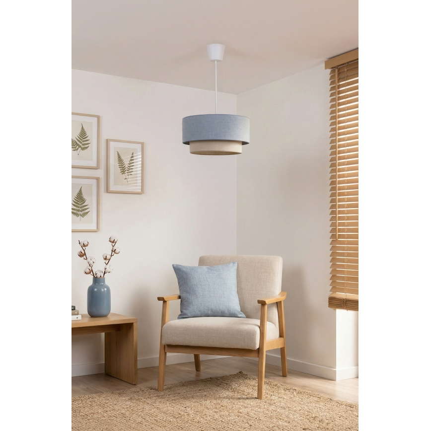 Brilagi - Lámpara colgante LED con cable BOHO ECO 1xE27/10W/230V Ø 40 cm azul/crema