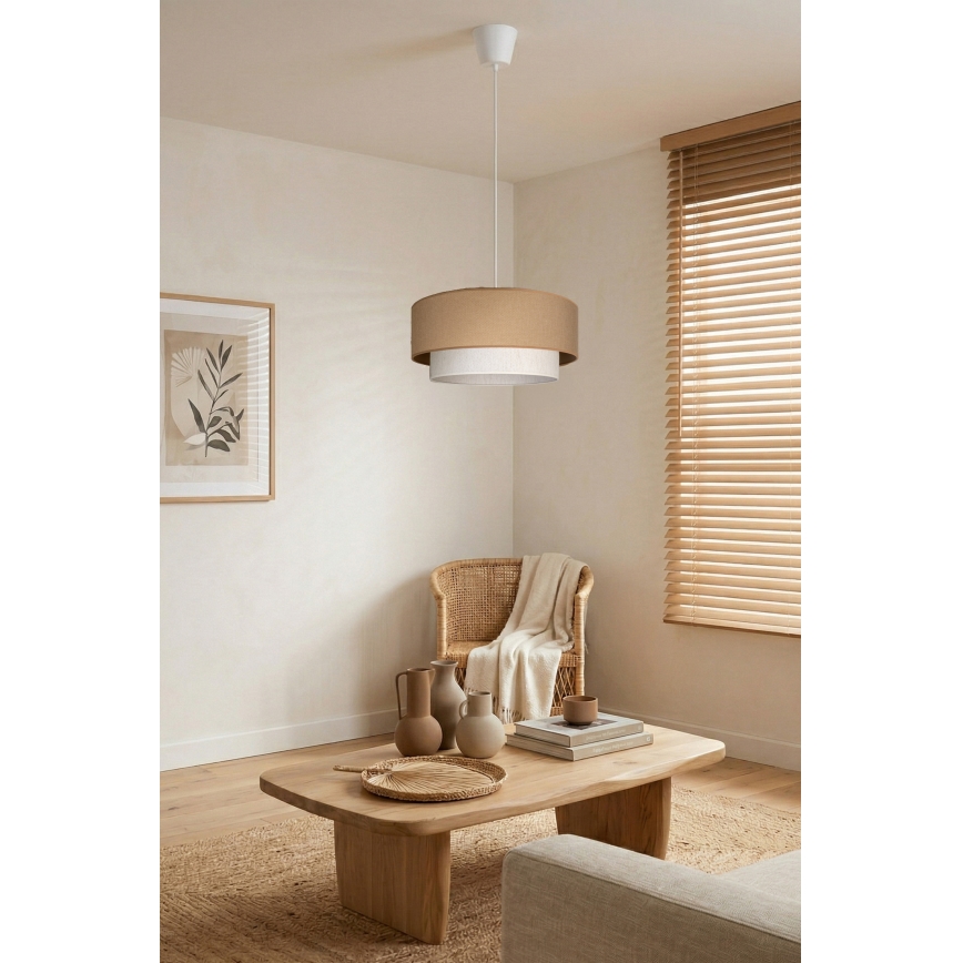 Brilagi - Lámpara colgante LED con cable BOHO ECO 1xE27/10W/230V Ø 40 cm beige/crema