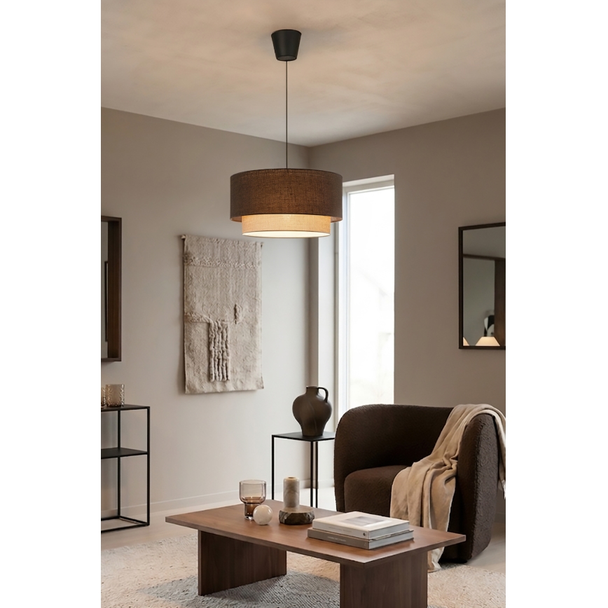 Brilagi - Lámpara colgante LED con cable BOHO ECO 1xE27/10W/230V Ø 40 cm marrón/crema