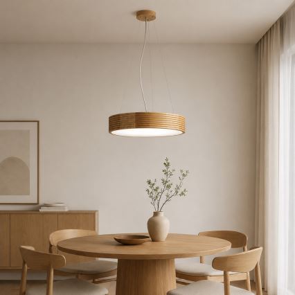 Brilagi - Lámpara colgante LED con cable CARVALHO MODERN 3xE27/60W/230V, roble, diámetro 47,5 cm