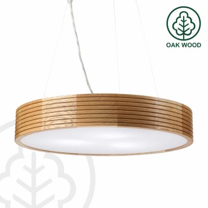 Brilagi - Lámpara colgante LED con cable CARVALHO MODERN 3xE27/60W/230V, roble, diámetro 47,5 cm