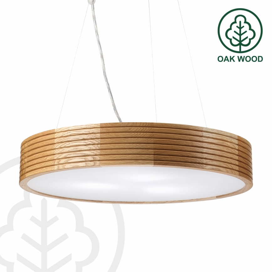 Brilagi - Lámpara colgante LED con cable CARVALHO MODERN 3xE27/60W/230V, roble, diámetro 47,5 cm