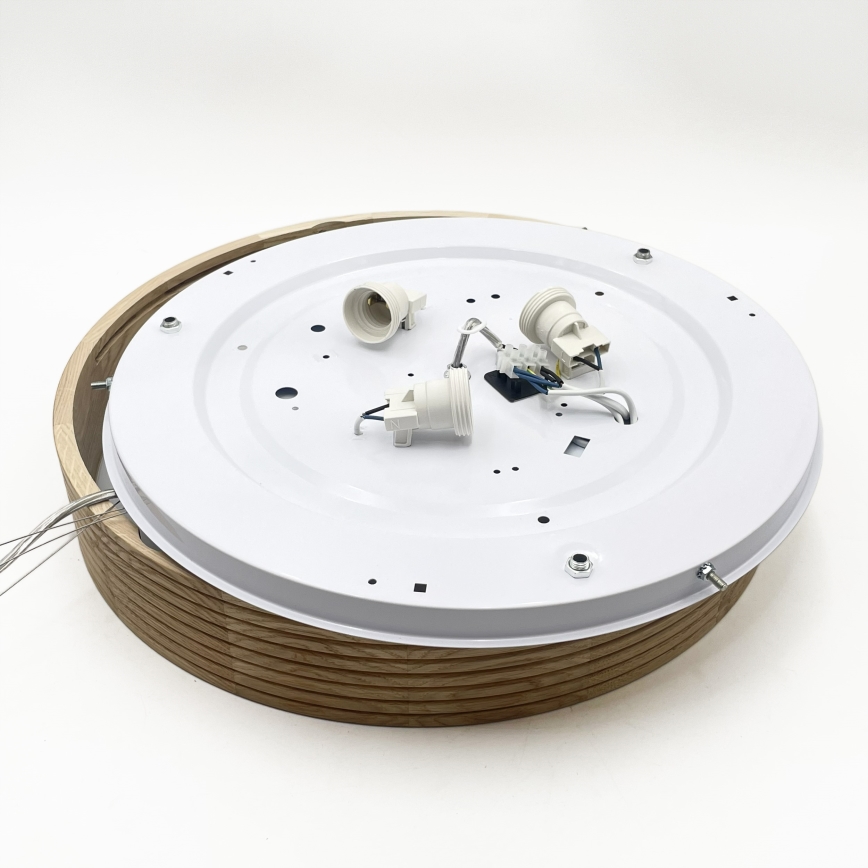 Brilagi - Lámpara colgante LED con cable CARVALHO MODERN 3xE27/60W/230V, roble, diámetro 47,5 cm