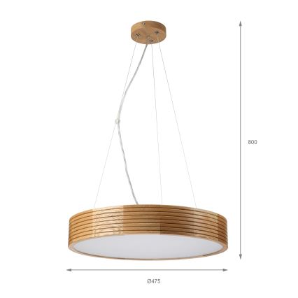 Brilagi - Lámpara colgante LED con cable CARVALHO MODERN 3xE27/60W/230V, roble, diámetro 47,5 cm