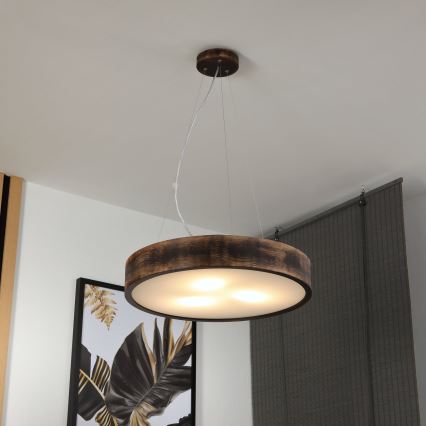 Brilagi - Lámpara colgante LED con cable CARVALHO SMOKEY, 3xE27/60W/230V, roble, diámetro 47,5 cm