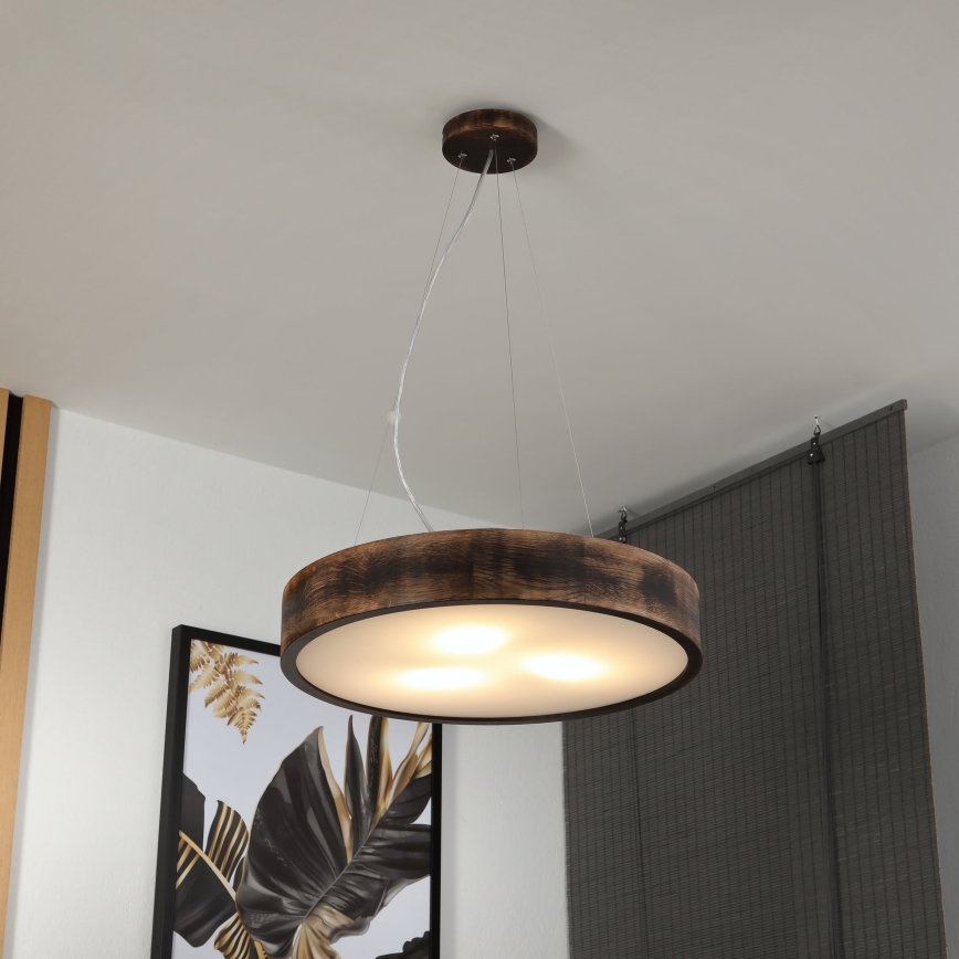 Brilagi - Lámpara colgante LED con cable CARVALHO SMOKEY, 3xE27/60W/230V, roble, diámetro 47,5 cm