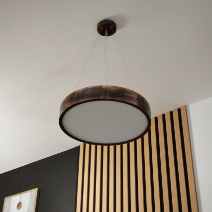 Brilagi - Lámpara colgante LED con cable CARVALHO SMOKEY, 3xE27/60W/230V, roble, diámetro 47,5 cm